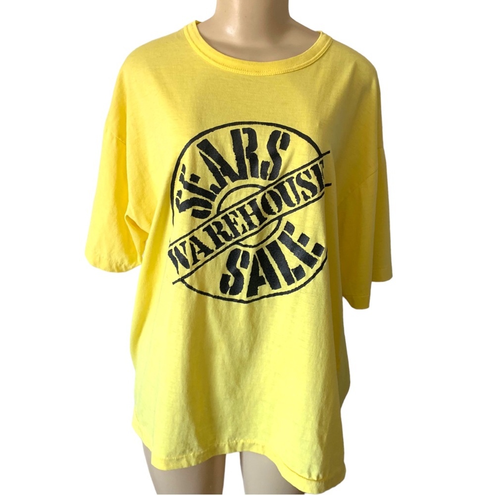 VTG Sears Warehouse Sale Unisex Bright Yellow SL Streetwear T-Shirt Top